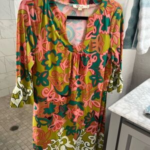 Aryeh Pink and Green Floral Dress